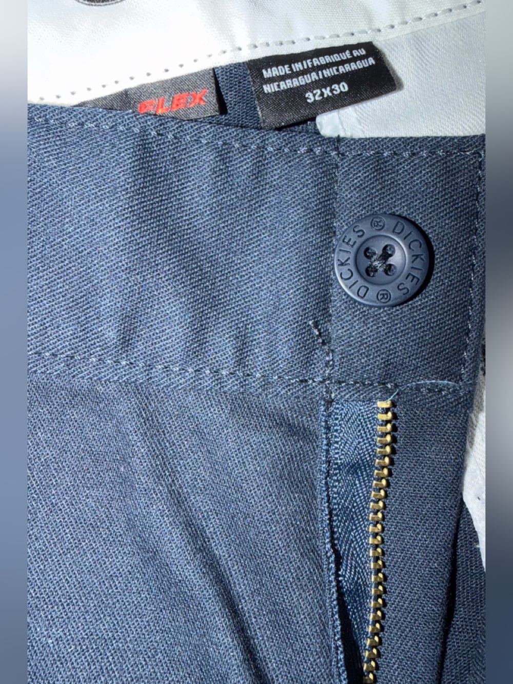 Dickies Navy Blue Work Pants with Brass Zipper